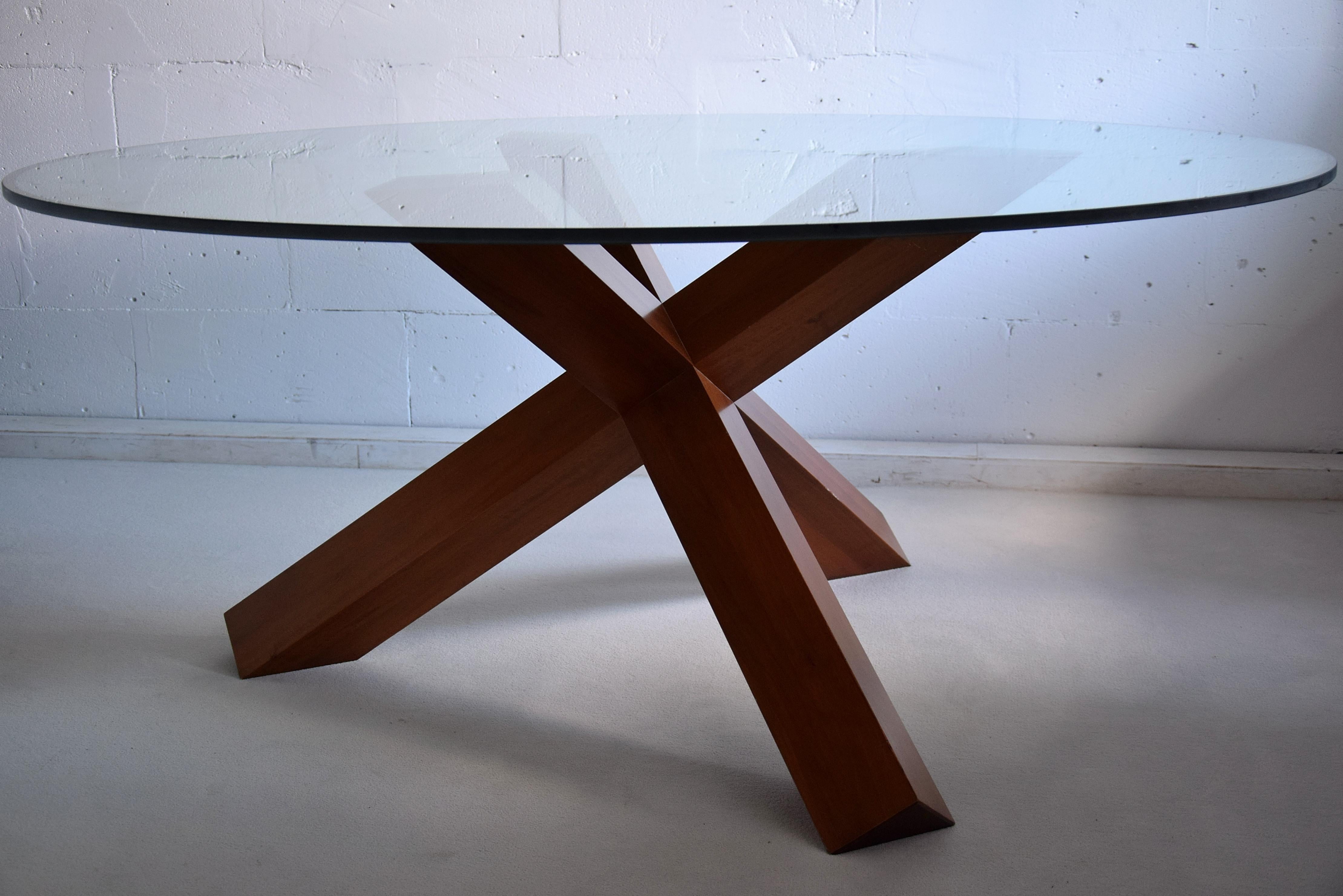 Nutwood and Glass Dining Table La Rotonda by Mario Bellini for Cassina For Sale 3