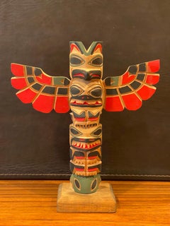Nuu-chah-nulth Northwest Coast Hand Carved Wood TOTEM Pole by Eric Williams