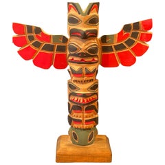 Vintage Nuu-chah-nulth Northwest Coast Hand Carved Wood TOTEM Pole by Eric Williams