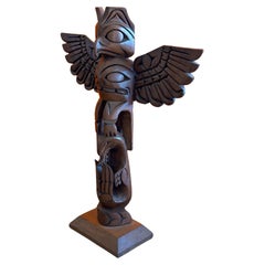 Nuu-chah-nulth Northwest Coast Hand Carved Wood Totem Pole by John Williams