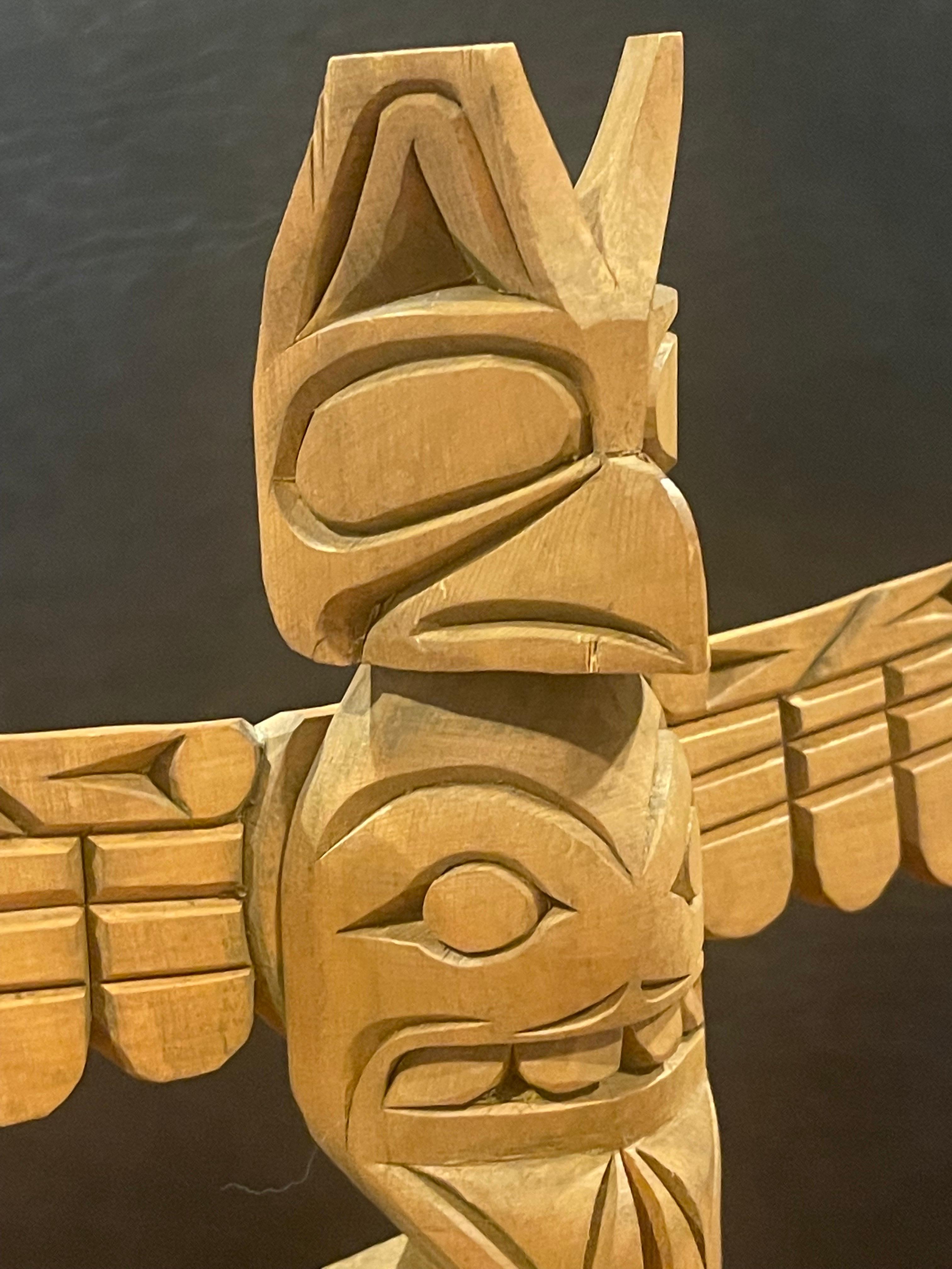 Nuu-chah-nulth Northwest Coast Hand Carved Wood Totem Pole by Ray Williams For Sale 1