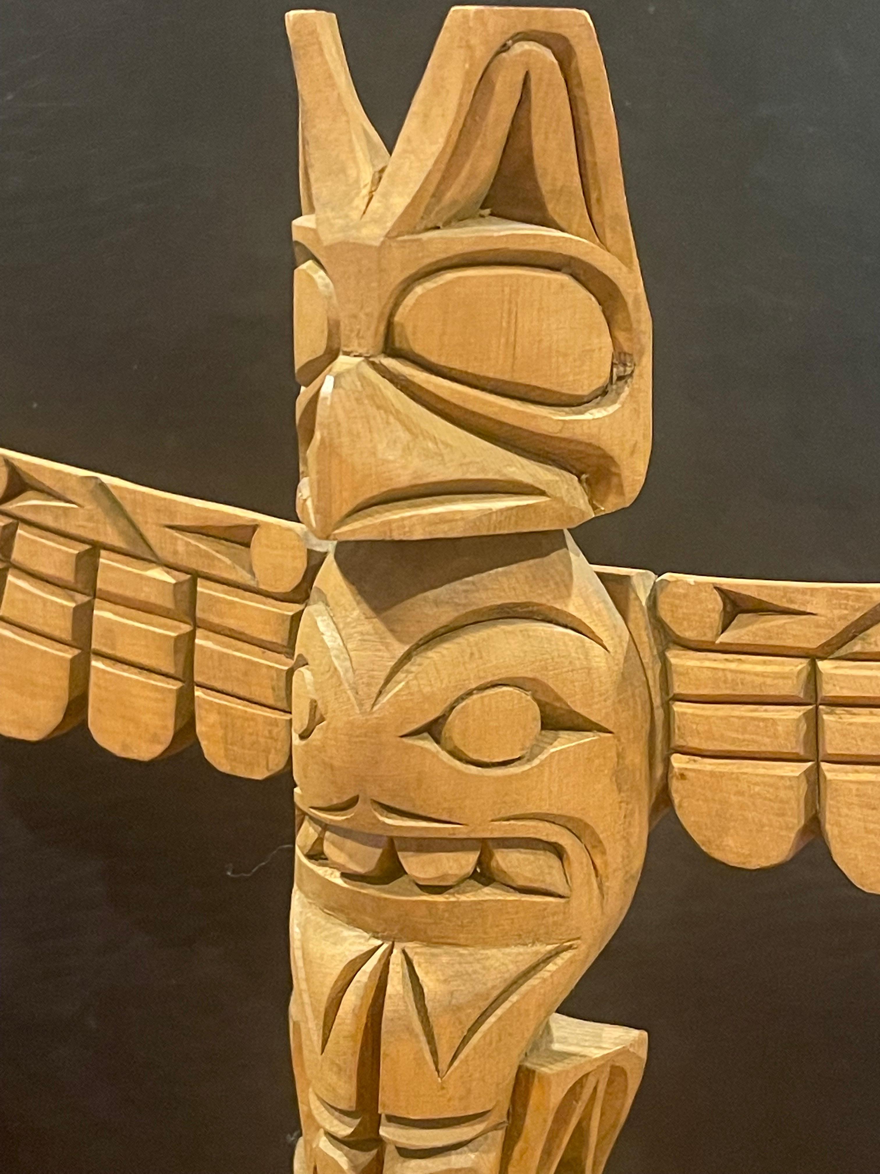 Nuu-chah-nulth Northwest Coast Hand Carved Wood Totem Pole by Ray Williams For Sale 2