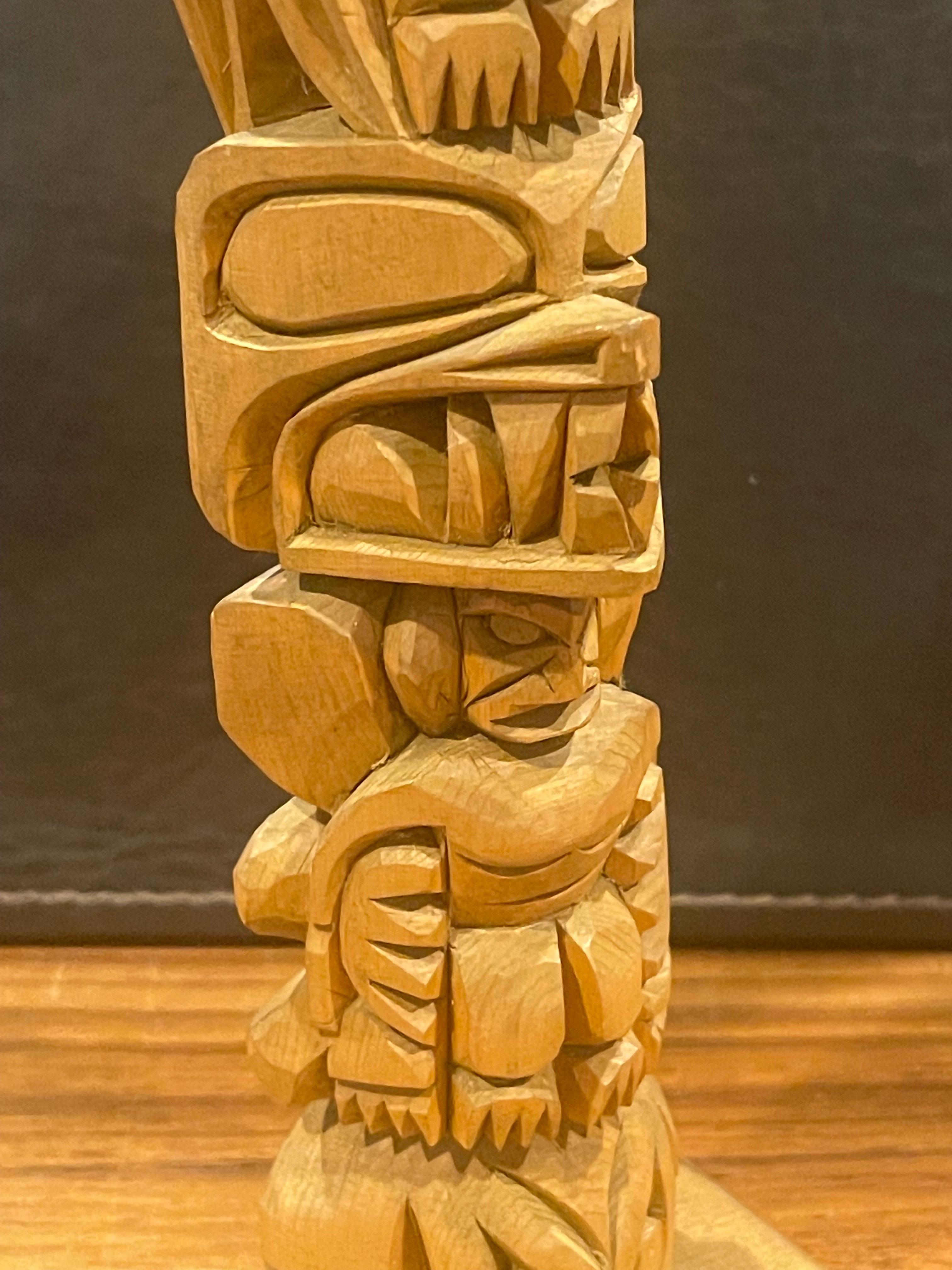 Nuu-chah-nulth Northwest Coast Hand Carved Wood Totem Pole by Ray Williams For Sale 3