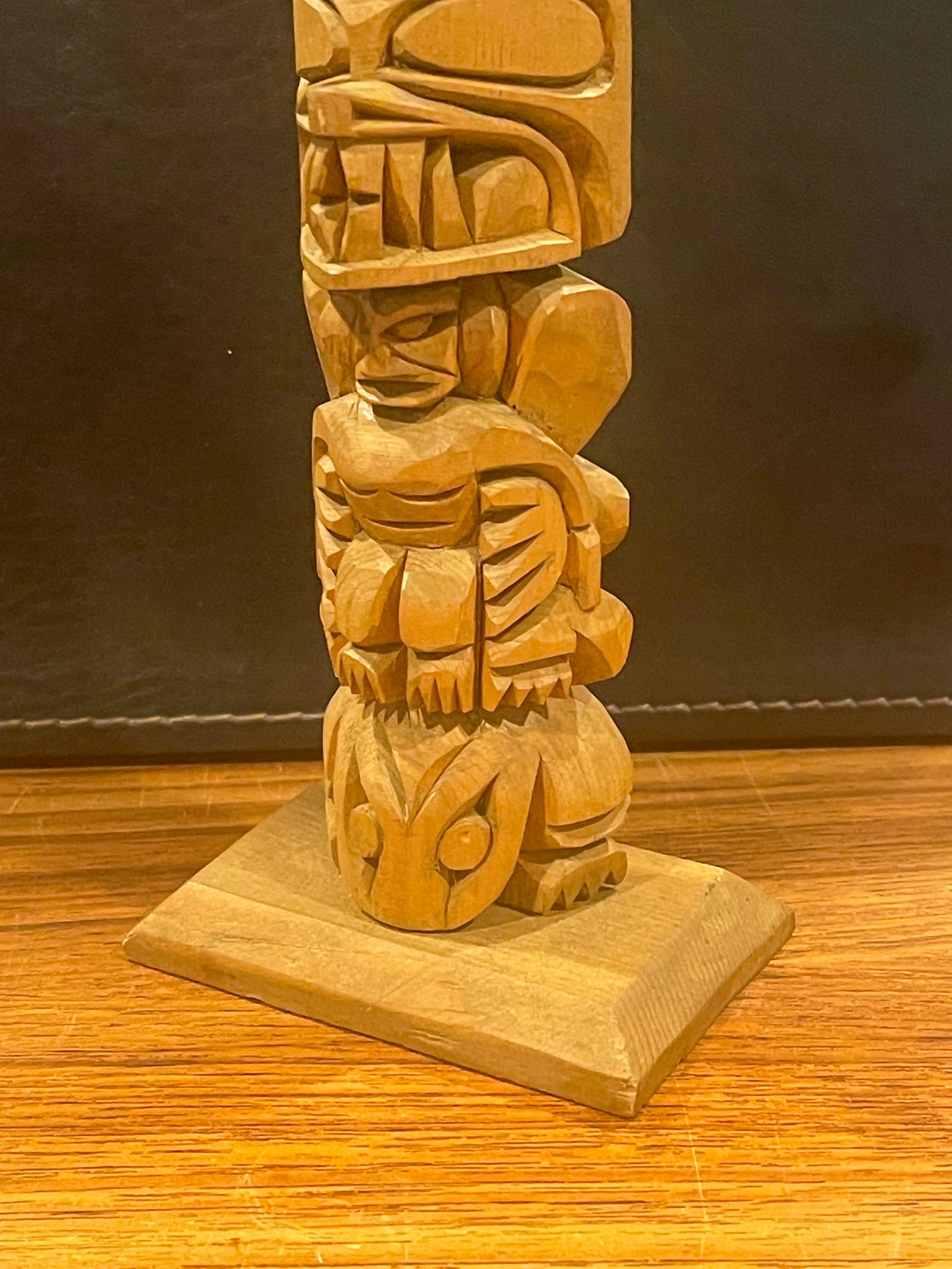 Nuu-chah-nulth Northwest Coast Hand Carved Wood Totem Pole by Ray Williams For Sale 4