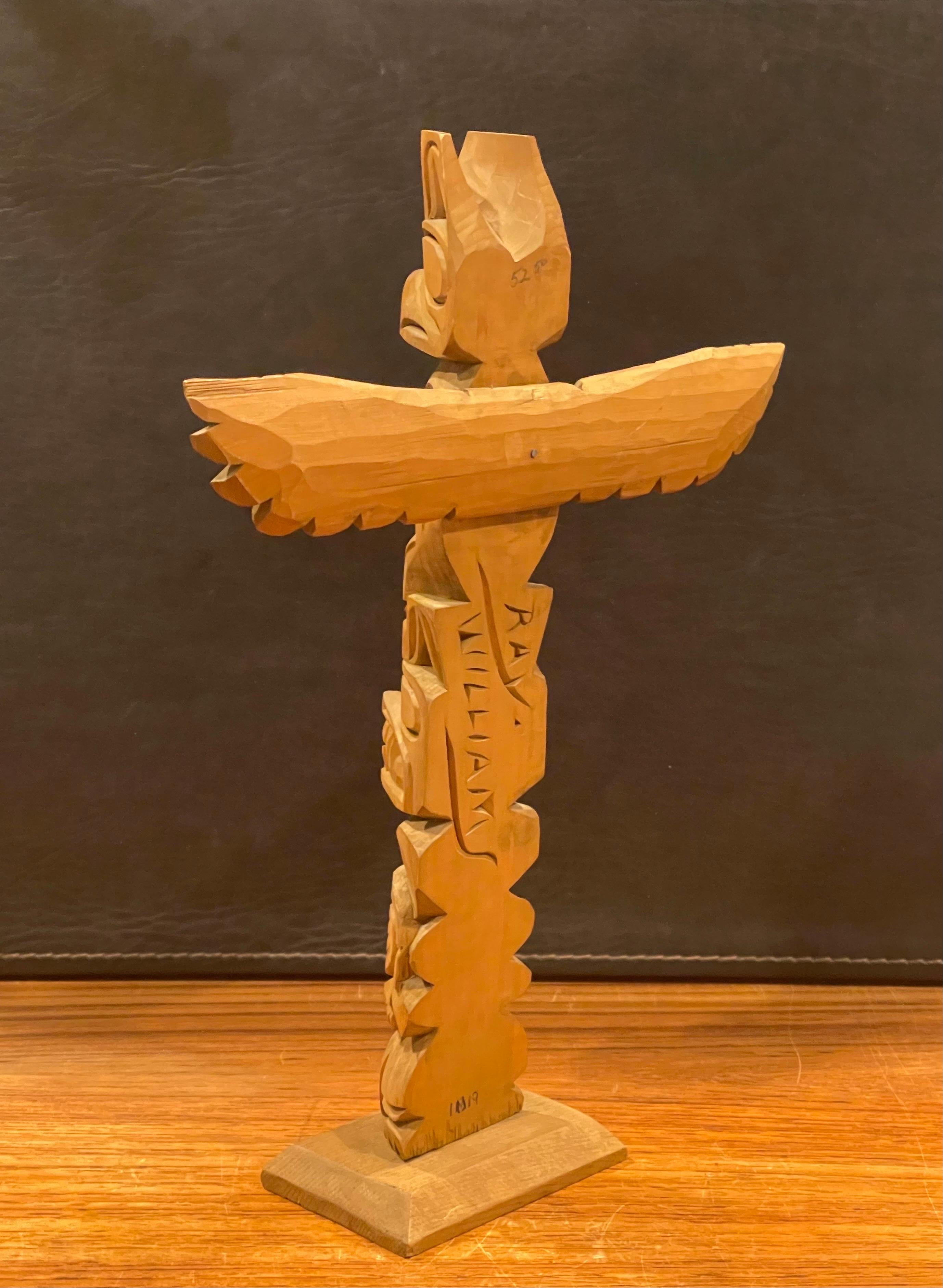 Hand-Carved Nuu-chah-nulth Northwest Coast Hand Carved Wood Totem Pole by Ray Williams For Sale