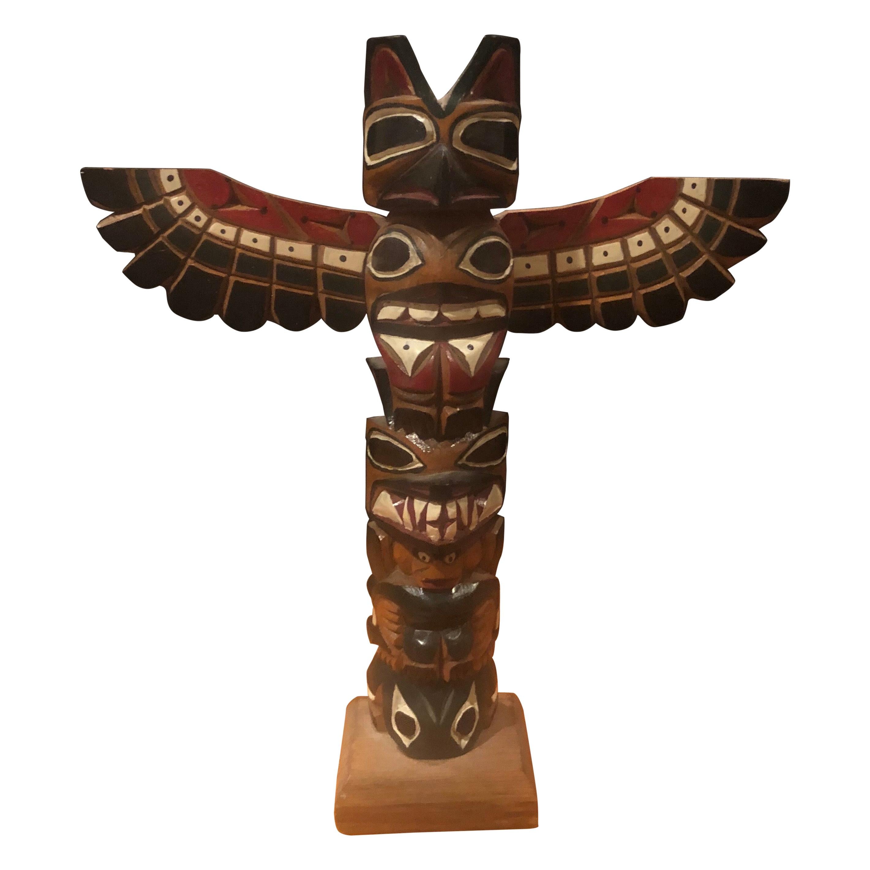 Nuu-chah-nulth Northwest Coast Hand Carved Wood TOTEM Pole by Ray Williams