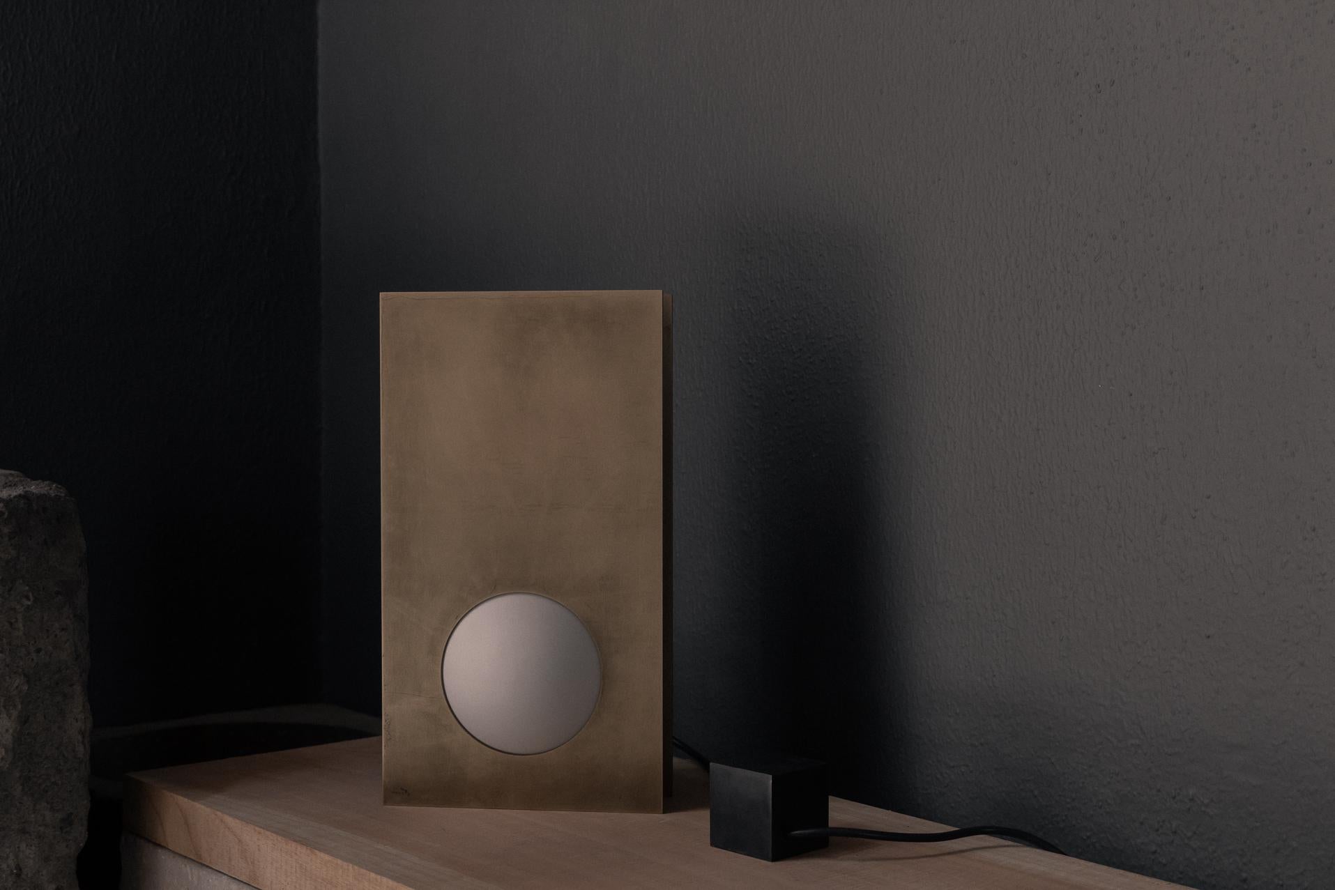 Nuum Table Lamp in Aged Brass with Opal Glass Sphere by Nuumbra For Sale 7