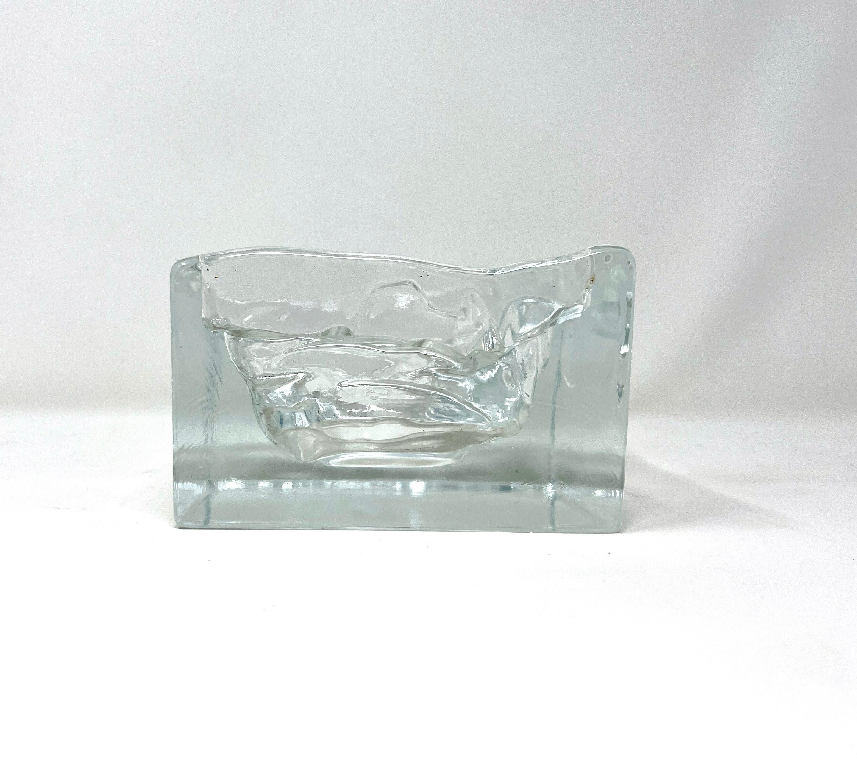Nuutajärvi Arktis Bowl Large by Björn Weckström, Scandinavian Modern Art Glass For Sale 1