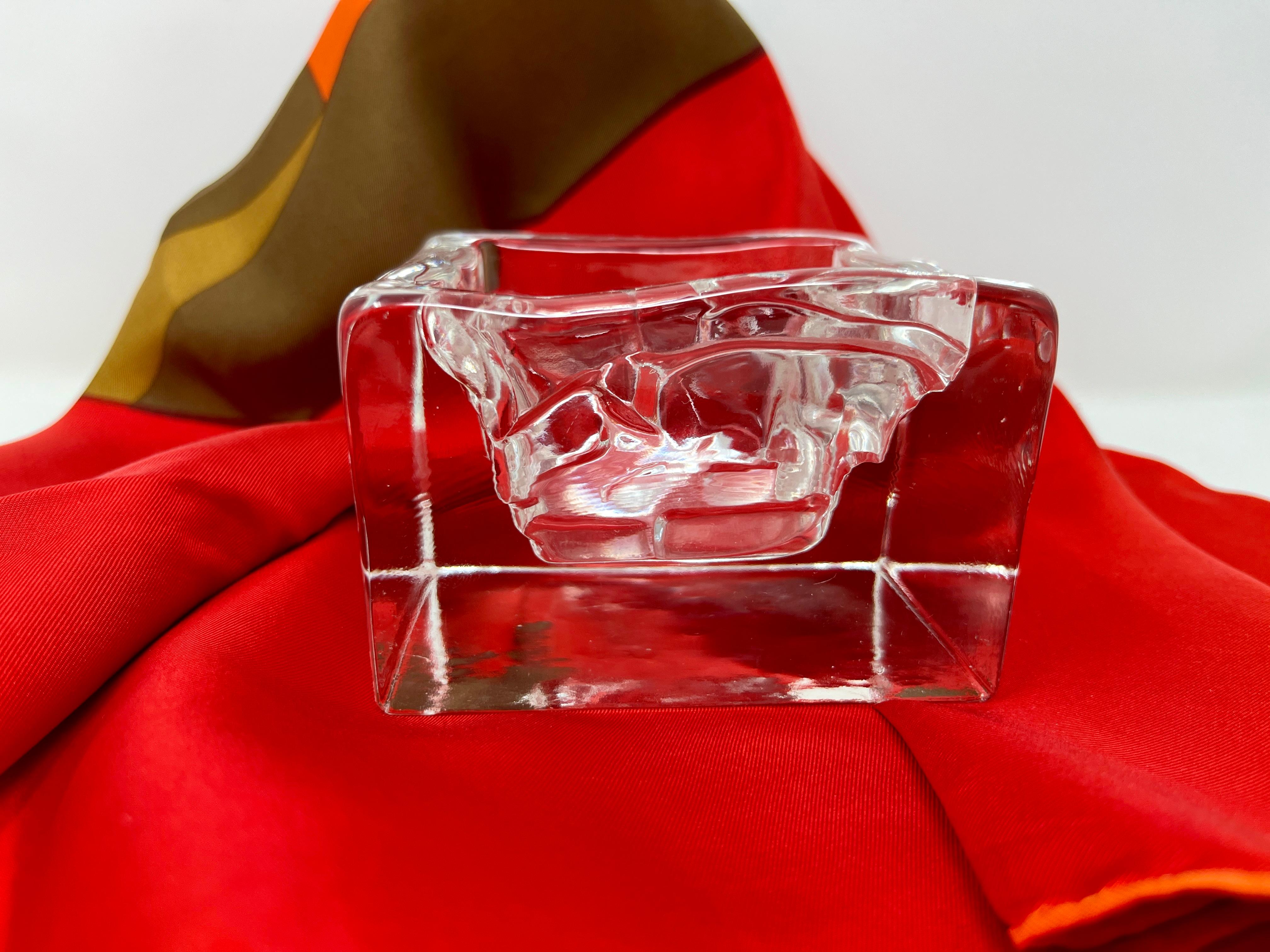 Pressed Nuutajärvi Arktis Bowl Small by Björn Weckström, Scandinavian Modern Art Glass For Sale