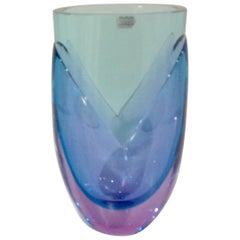 Nuutajarvi Nottsjo Signed Vibrant Color Art Glass Vase