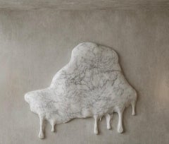 Nuvē Hand-Carved Mural in White Marble & Steel by Andres Monnier