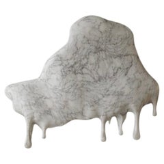 Nuvē Hand-Carved Mural in White Marble & Steel by Andres Monnier