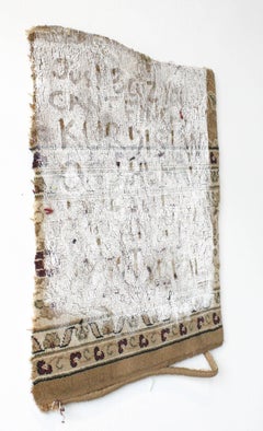 Cut from the same rug- Mixed Media, Acrylic Paint, Fabric, Rug, Carpet, Text