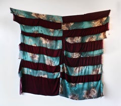 Gul Barîn/Cut by a flower- Fabric, Textile, Thread, Mixed Media, Tapestry, Blue