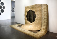 Extraction- Sculpture, Abstract, Fabric, Found Objects, Cream, Pattern, Rug