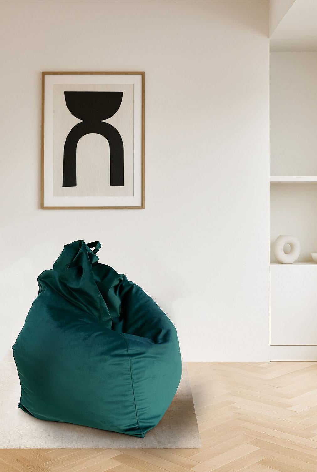 Nuvia, seduta a sacco moderna  in velluto in vendita 2