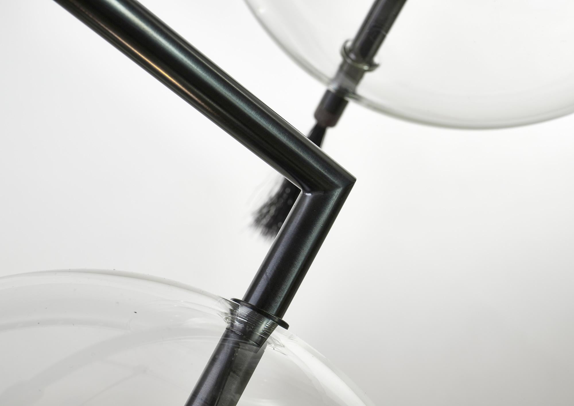 Italian Nuvola Black Three Lights Contemporary Sculptural Minimalist Pendant/ Chandelier For Sale