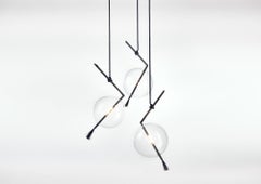 Nuvola Black Three Lights Contemporary Sculptural Minimalist Pendant/ Chandelier