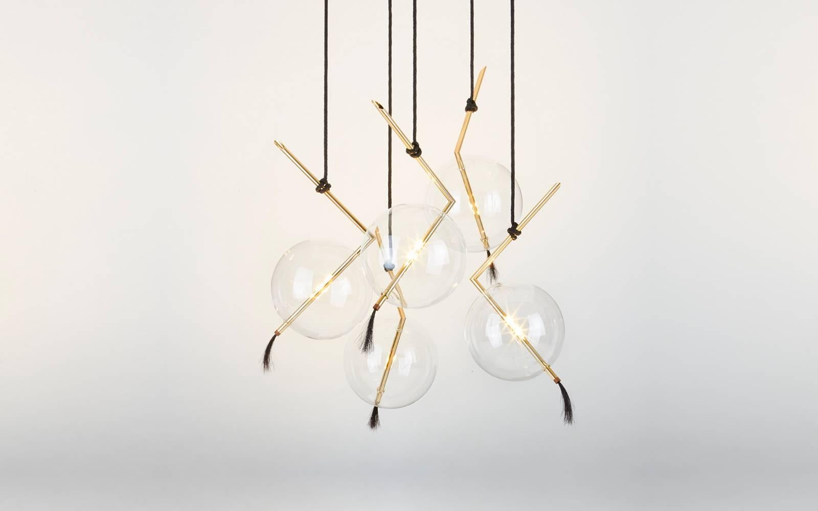 Nuvola Five Lights Contemporary Chandelier-Pendant Polished Brass, Customizable In New Condition For Sale In Reggio Emilia, IT