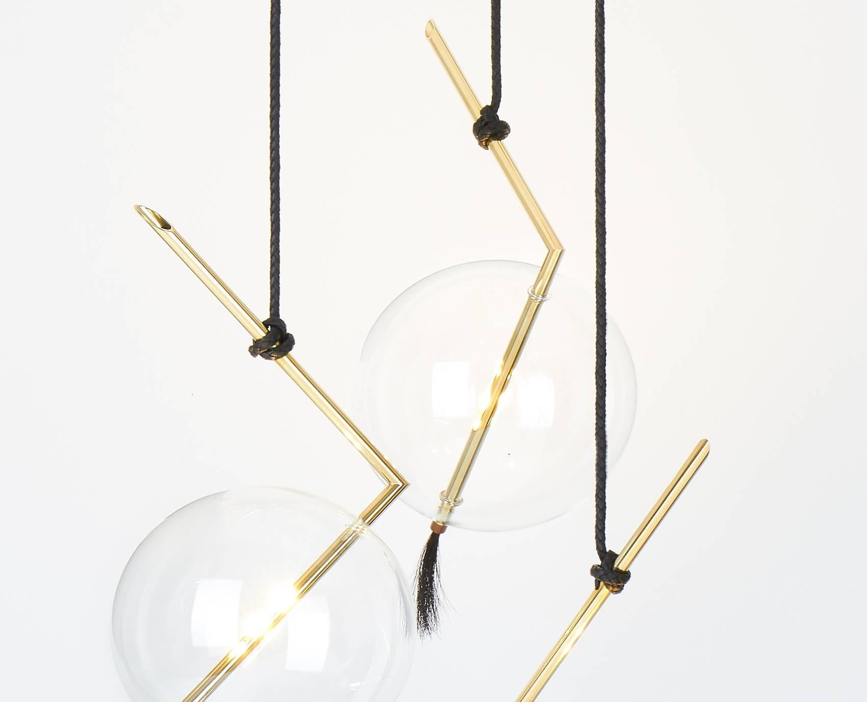 Hand-Crafted Nuvola Three Lights Sculptural Minimalist Chandelier / Pendant  For Sale