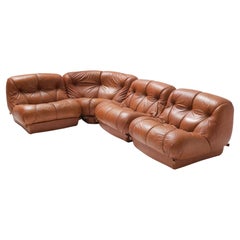 Nuvolone modular sofa in cognac leather by Rino Maturi for MiMo Italy 1970