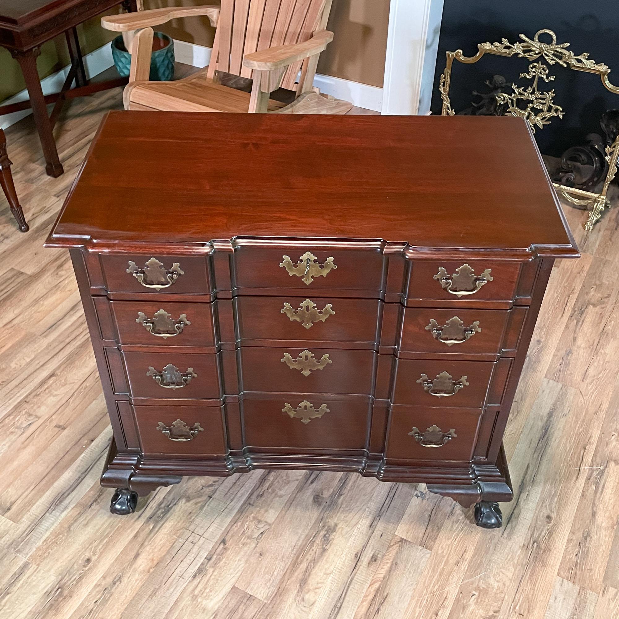 North American NVIN0388 Mahogany Ball and Claw Blockfront Chest of Drawers For Sale