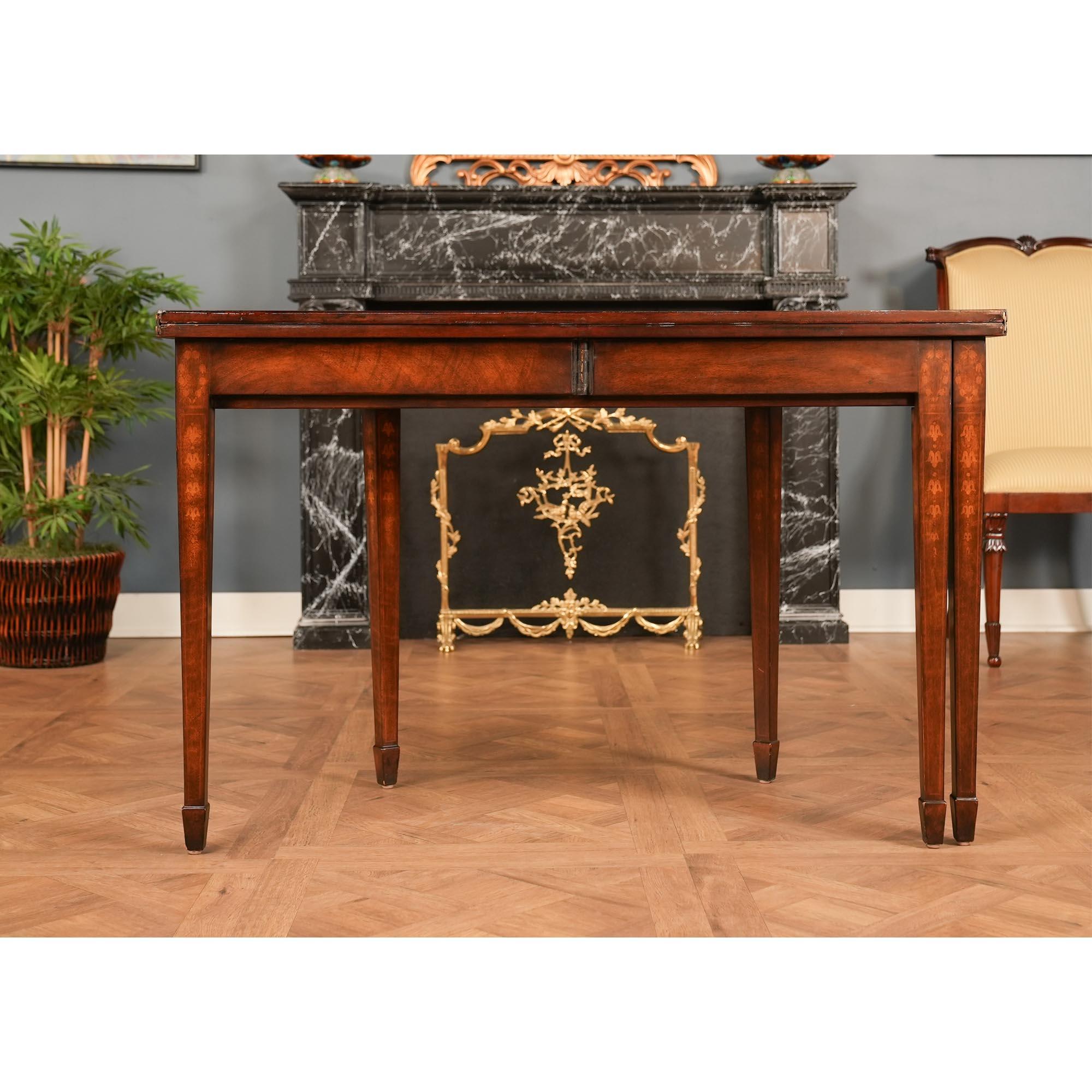 NVIN0501 Mesa de juego vintage de caoba con incrustaciones en venta 3