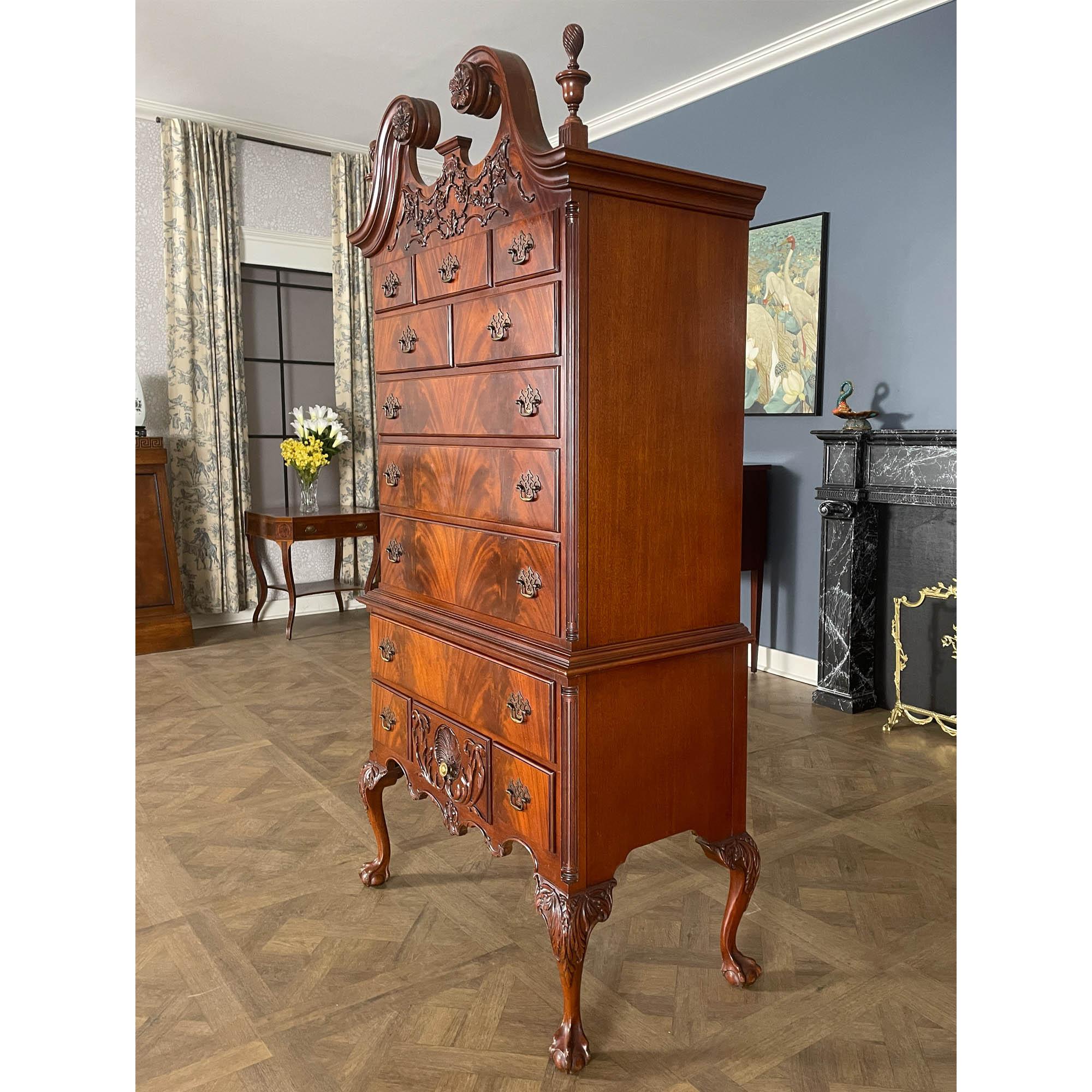 North American NVIN0509 Vintage Mahogany High Chest For Sale