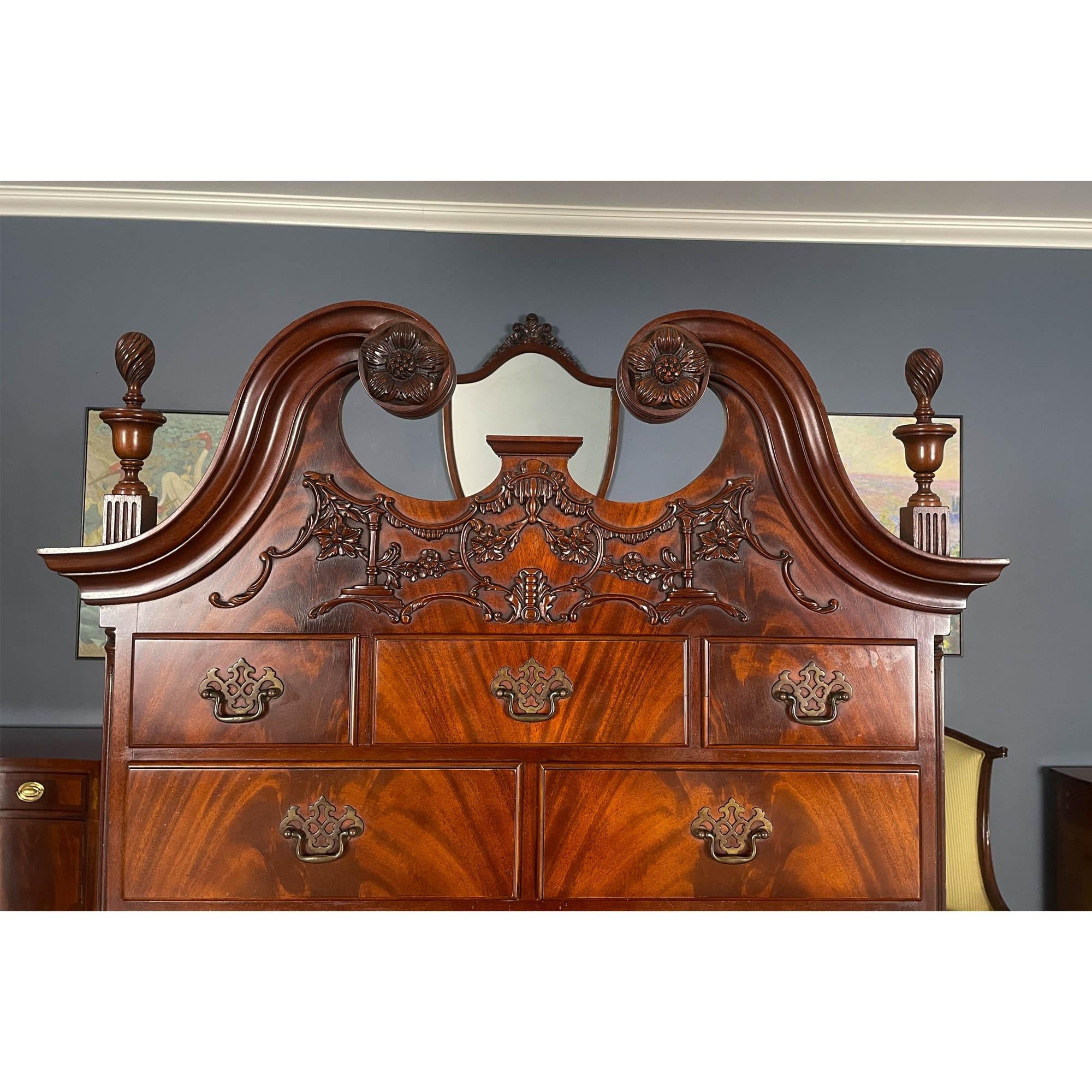 NVIN0509 Vintage Mahogany High Chest In Good Condition For Sale In Annville, PA