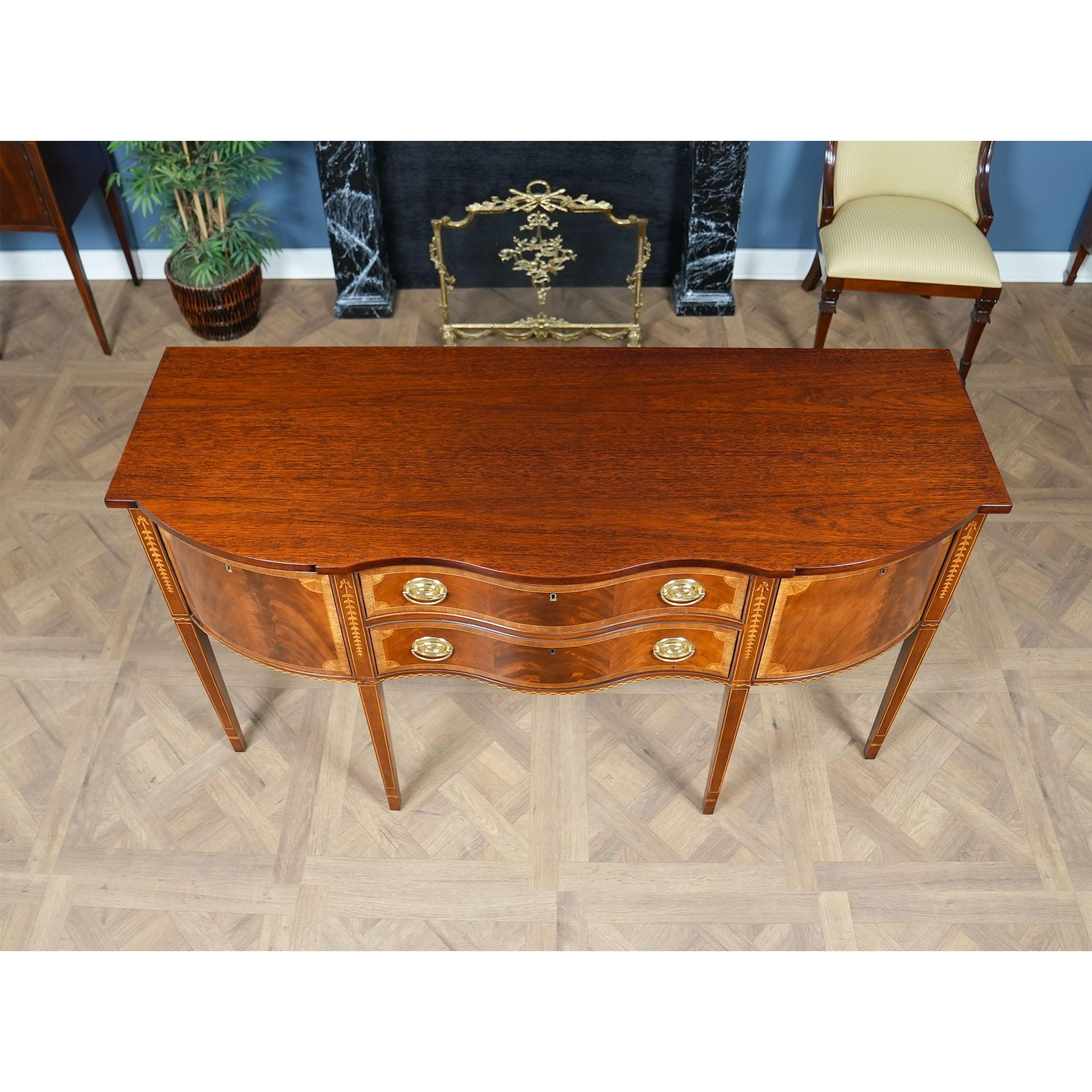From Niagara Furniture a vintage Councill Inlaid Mahogany Sideboard in excellent condition with the top having recently been refurbished to give it that “factory fresh” look and feel.

Simple yet sophisticated this beautiful Councill Inlaid Mahogany