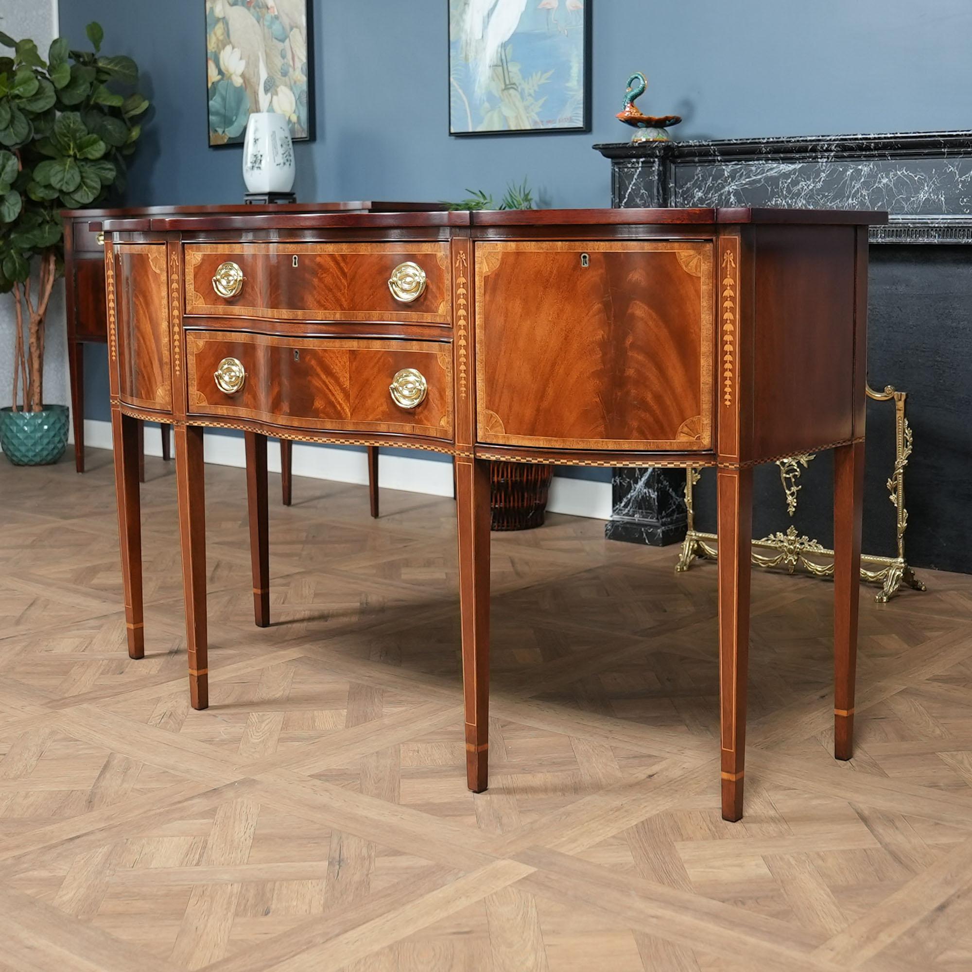 Hand-Carved NVIN0512 Councill Vintage Inlaid Mahogany Sideboard For Sale