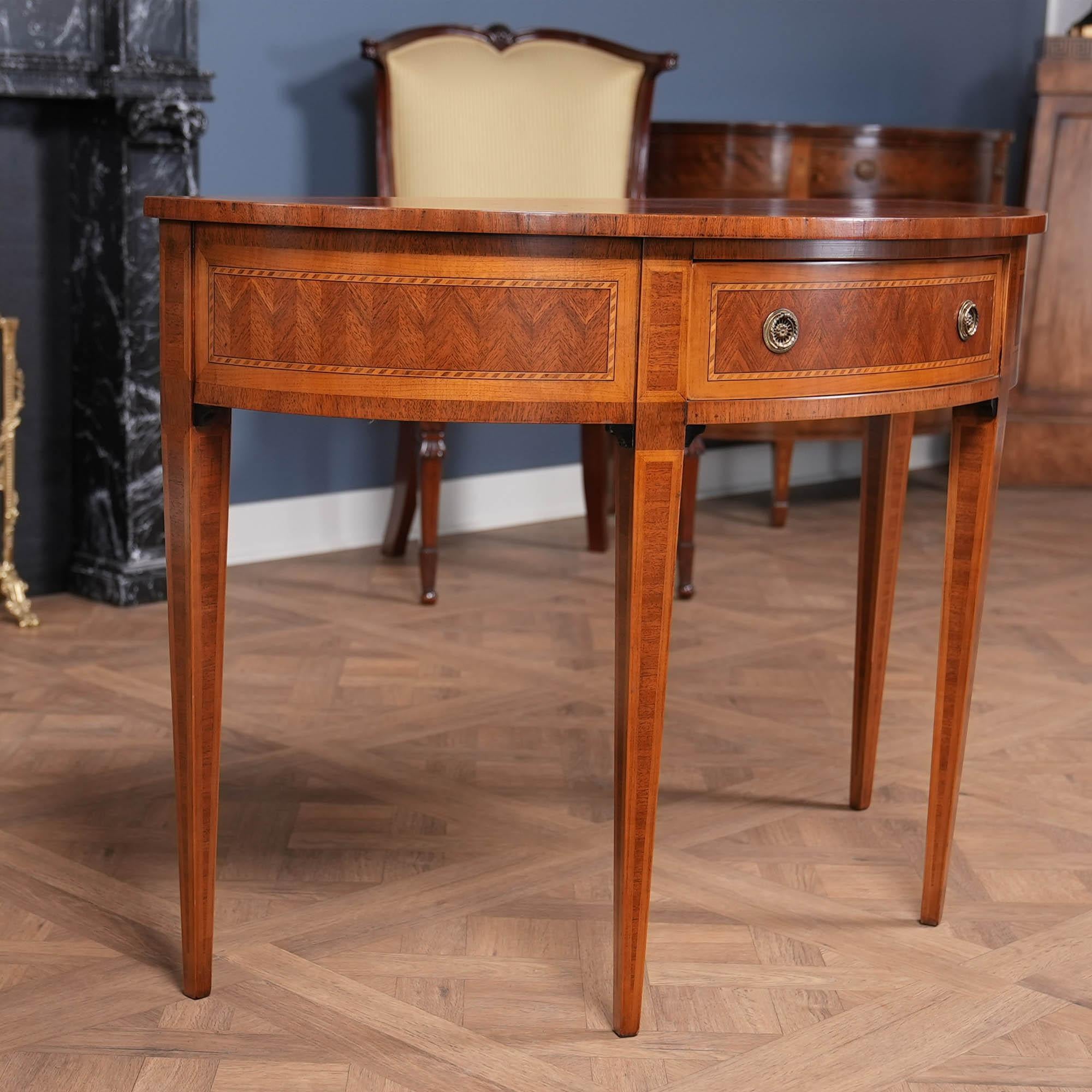 European NVIN0515 Italian Inlaid Mahogany Console Table For Sale