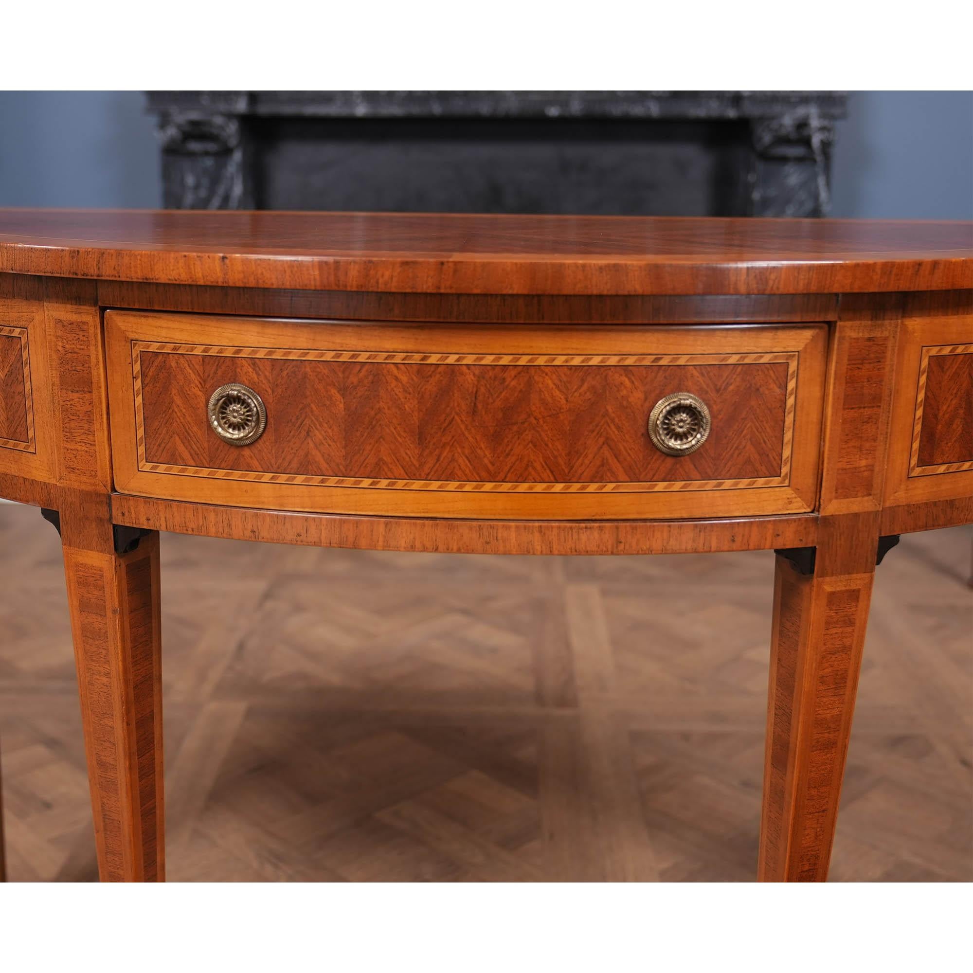 Hand-Carved NVIN0515 Italian Inlaid Mahogany Console Table For Sale