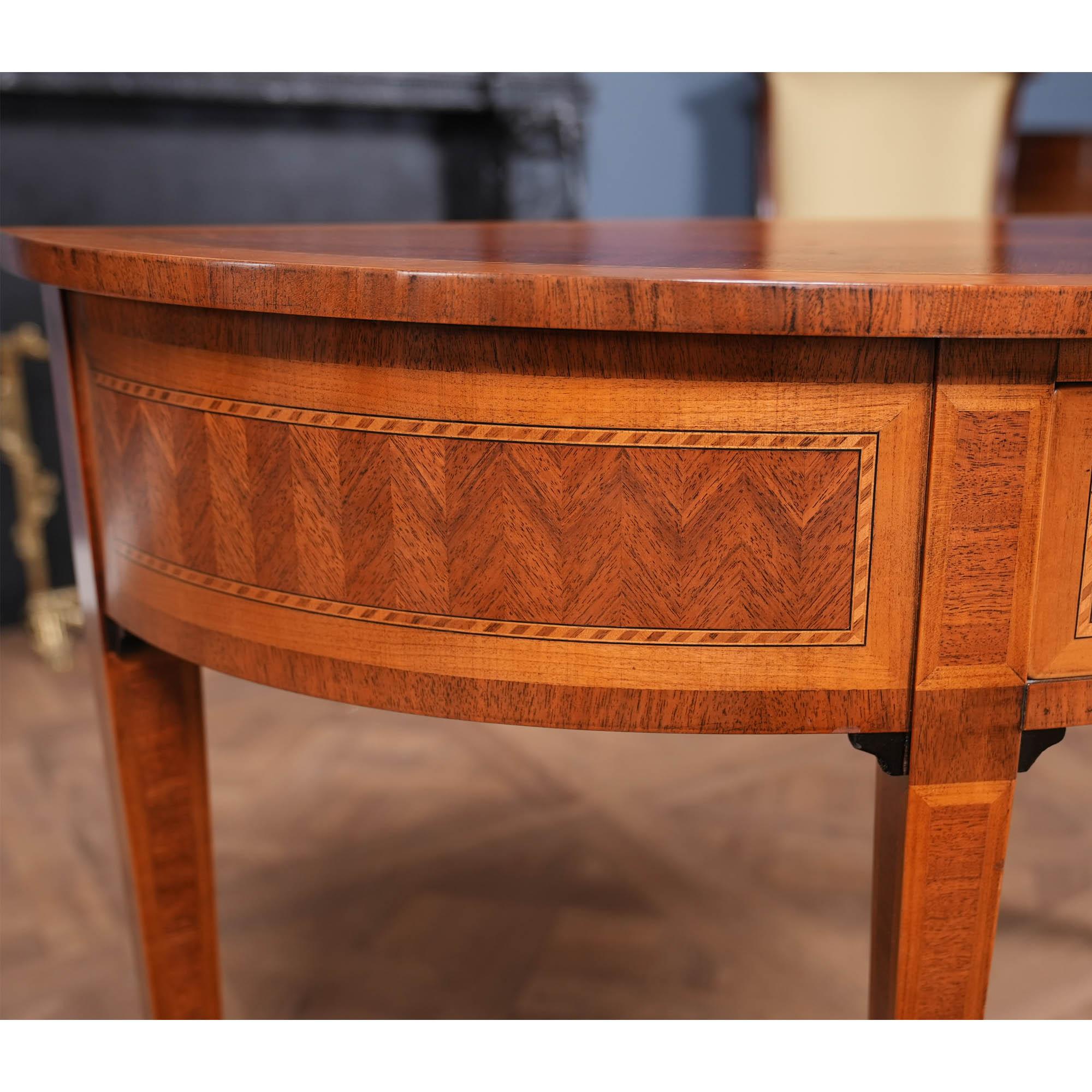 NVIN0515 Italian Inlaid Mahogany Console Table In Good Condition For Sale In Annville, PA