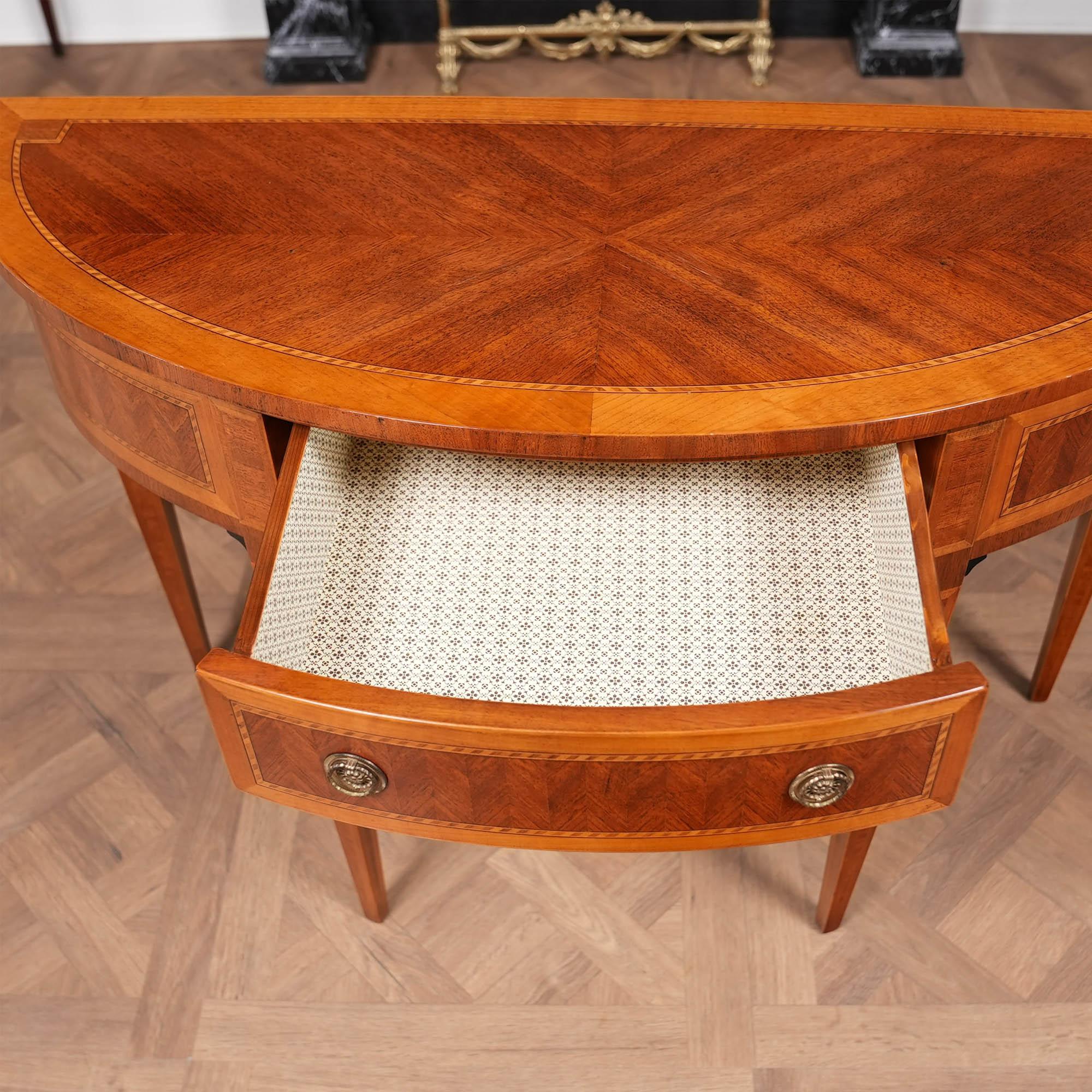 NVIN0515 Italian Inlaid Mahogany Console Table For Sale 2