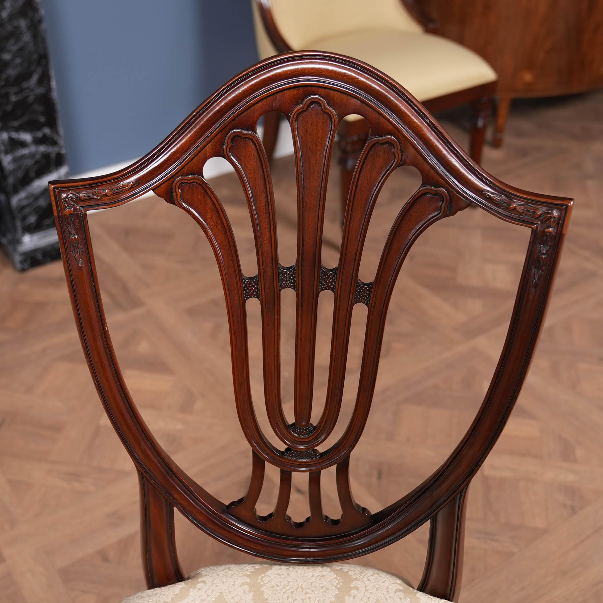 NVIN0524 Vintage Millinder Set of 4 Shieldback Chairs For Sale 2