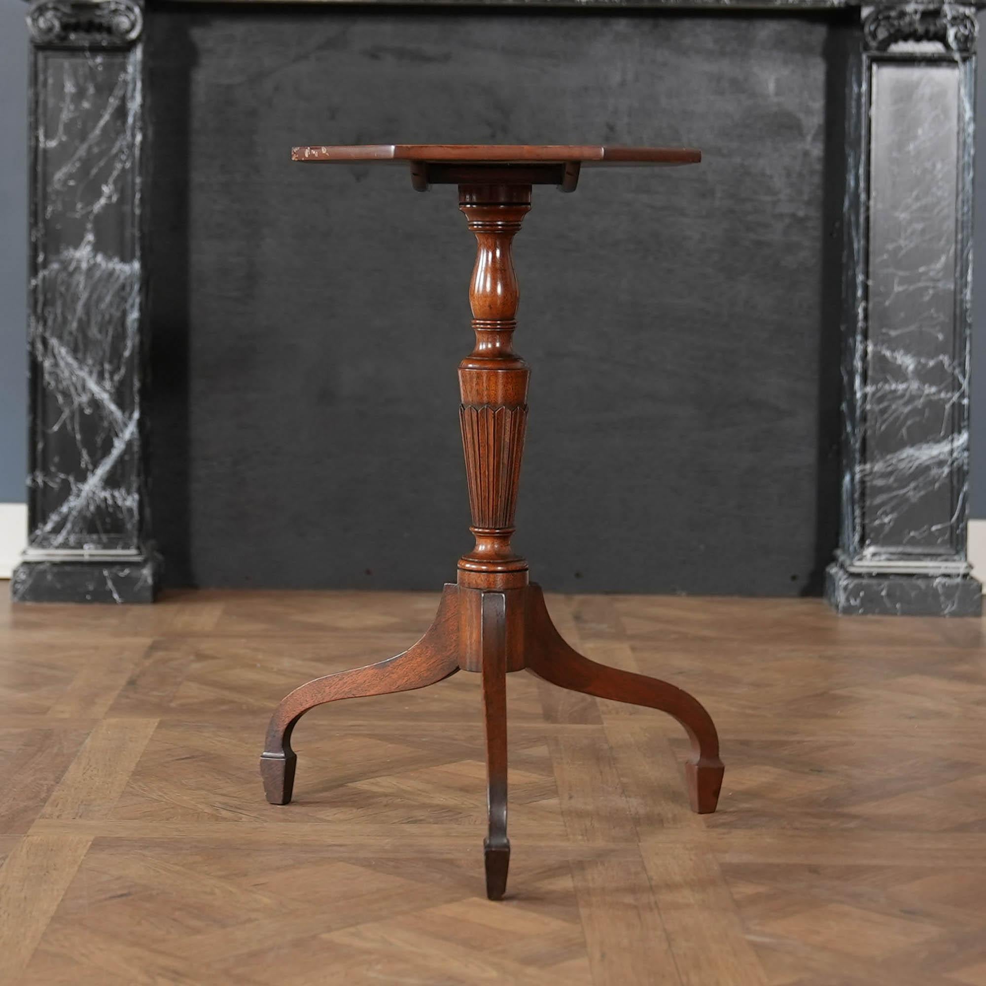 This beautiful PAIR Mahogany Tilt Top Tables will be recognizable to anyone familiar with fine quality furniture. Beautifully designed, rectangular tables with canted corners, great banding accents accents, these tables have all the hallmarks of
