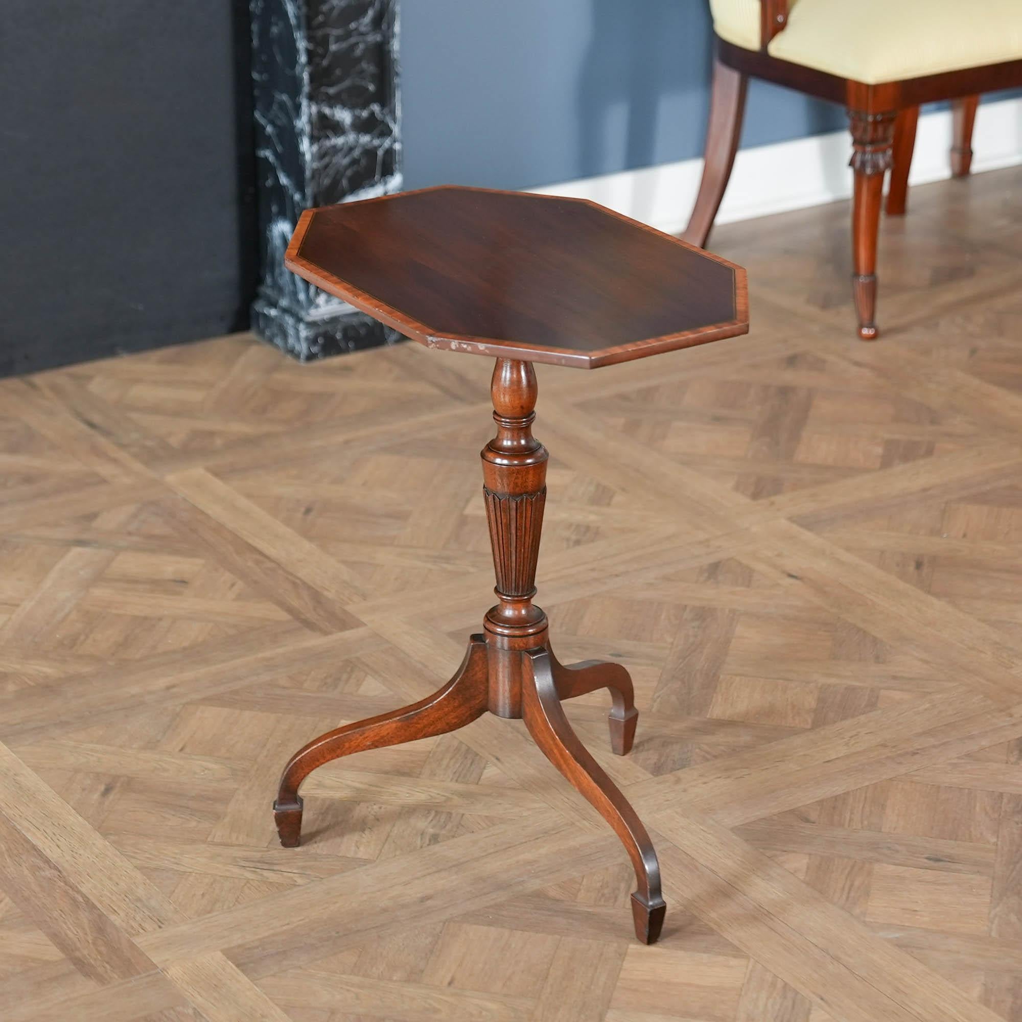 North American NVIN0532 PAIR Mahogany Tilt Top Tables For Sale