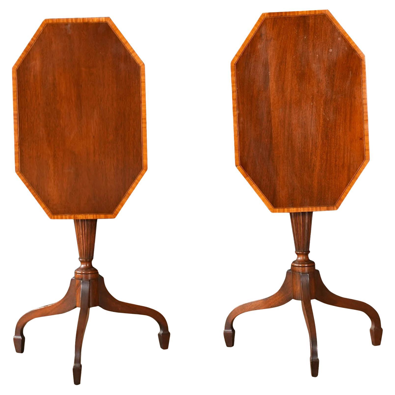 NVIN0532 PAIR Mahogany Tilt Top Tables For Sale