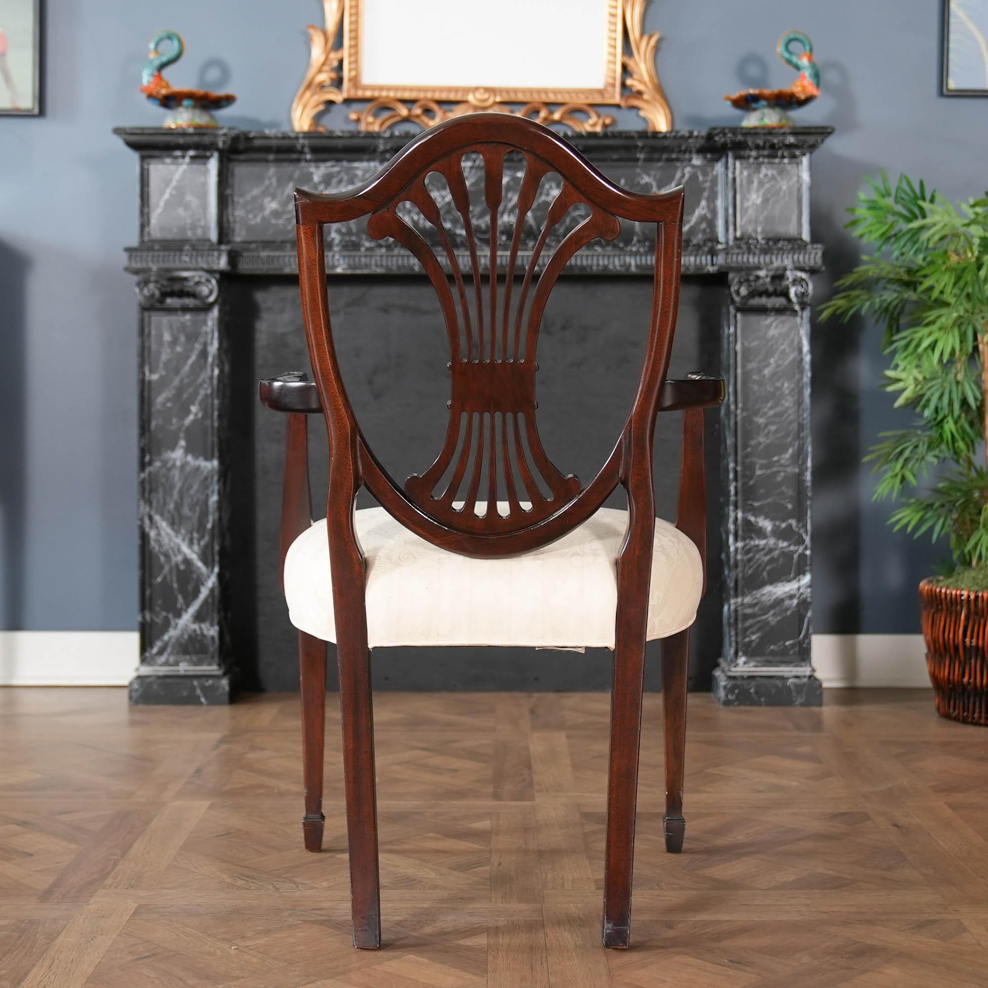 North American NVIN0536 Vintage Stickley Set of 8 Shieldback Chairs For Sale