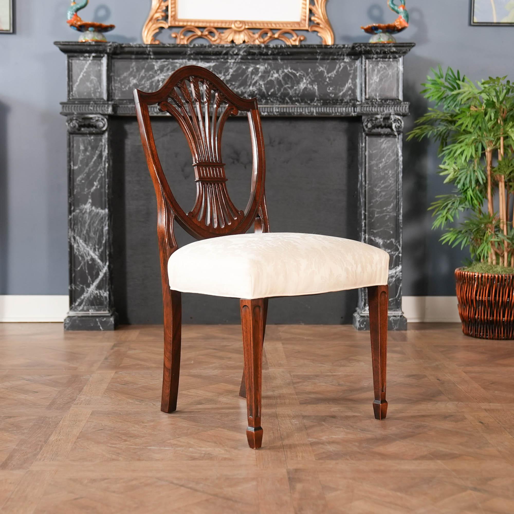 Mahogany NVIN0536 Vintage Stickley Set of 8 Shieldback Chairs For Sale