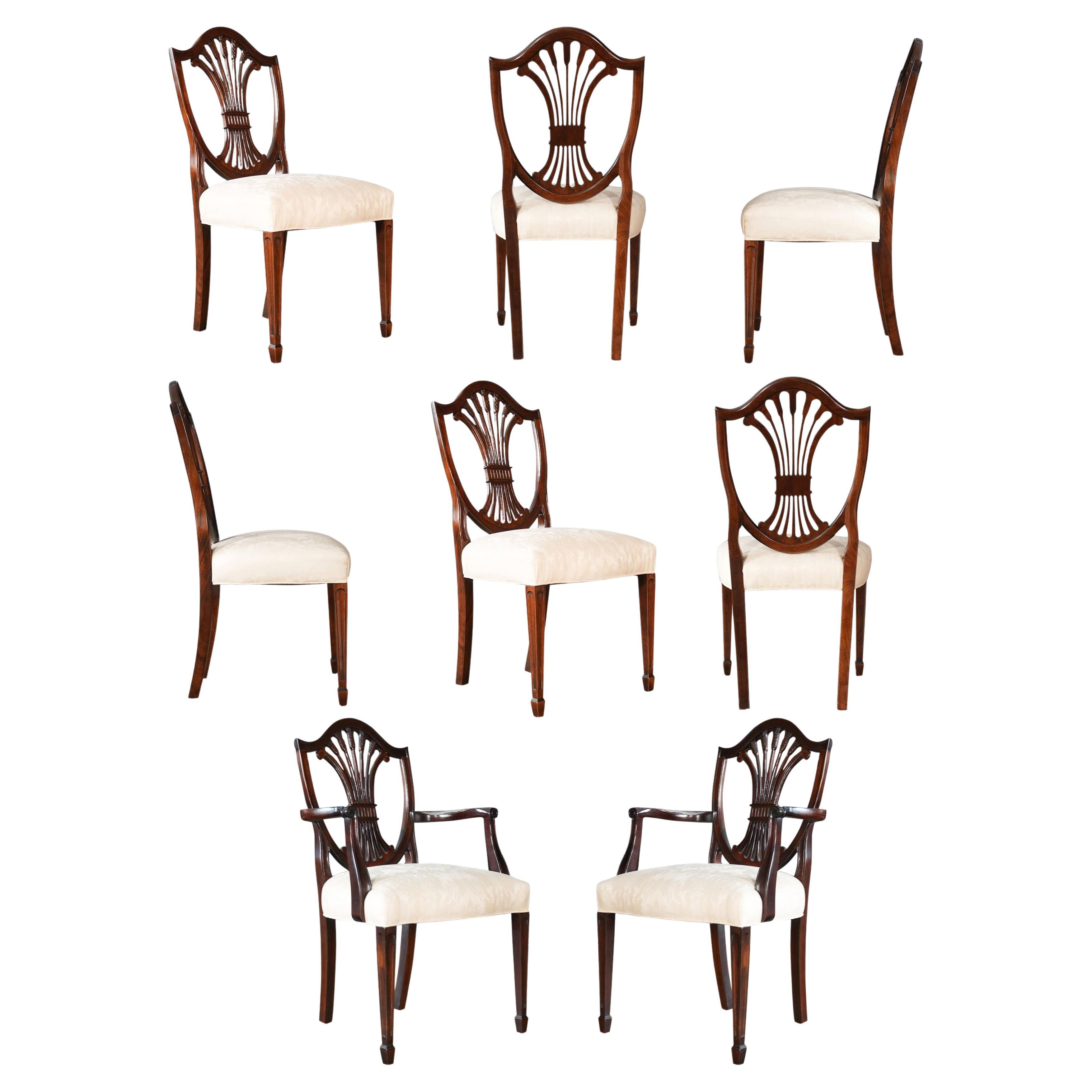 NVIN0536 Vintage Stickley Set of 8 Shieldback Chairs For Sale