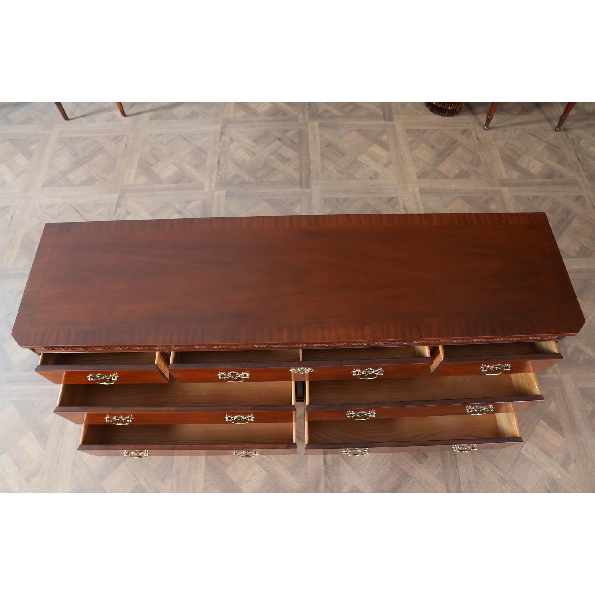 NVIN0539 Vintage Baker Mahogany Triple Dresser For Sale 3
