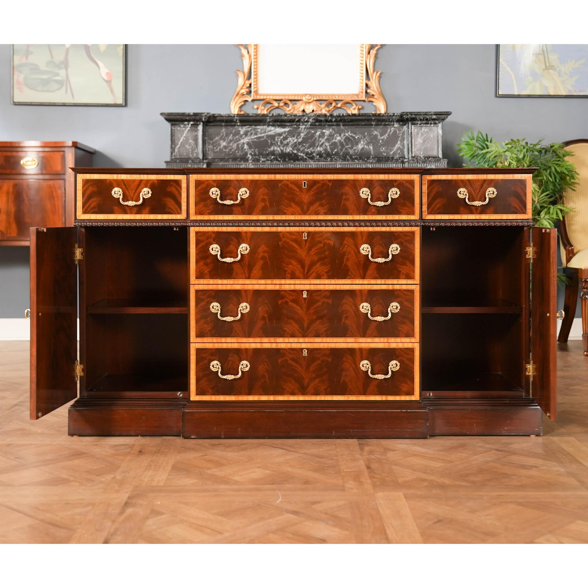 Hand-Carved NVIN0540 Vintage Councill Furniture Breakfront For Sale