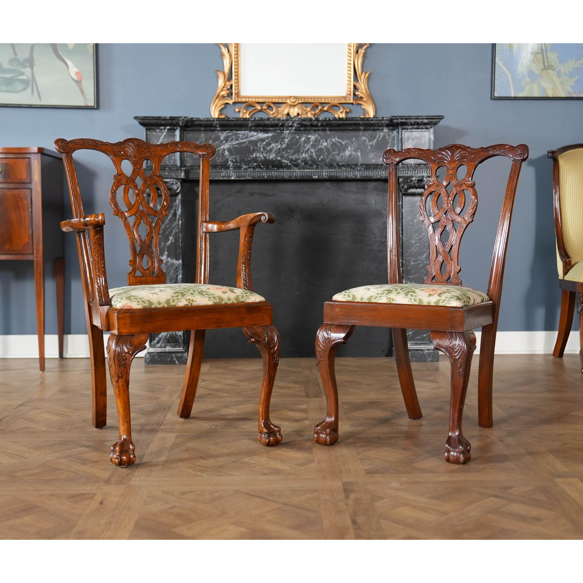 NVIN0541 Set of 10 Vintage Irish Chippendale Dining Chairs For Sale 3