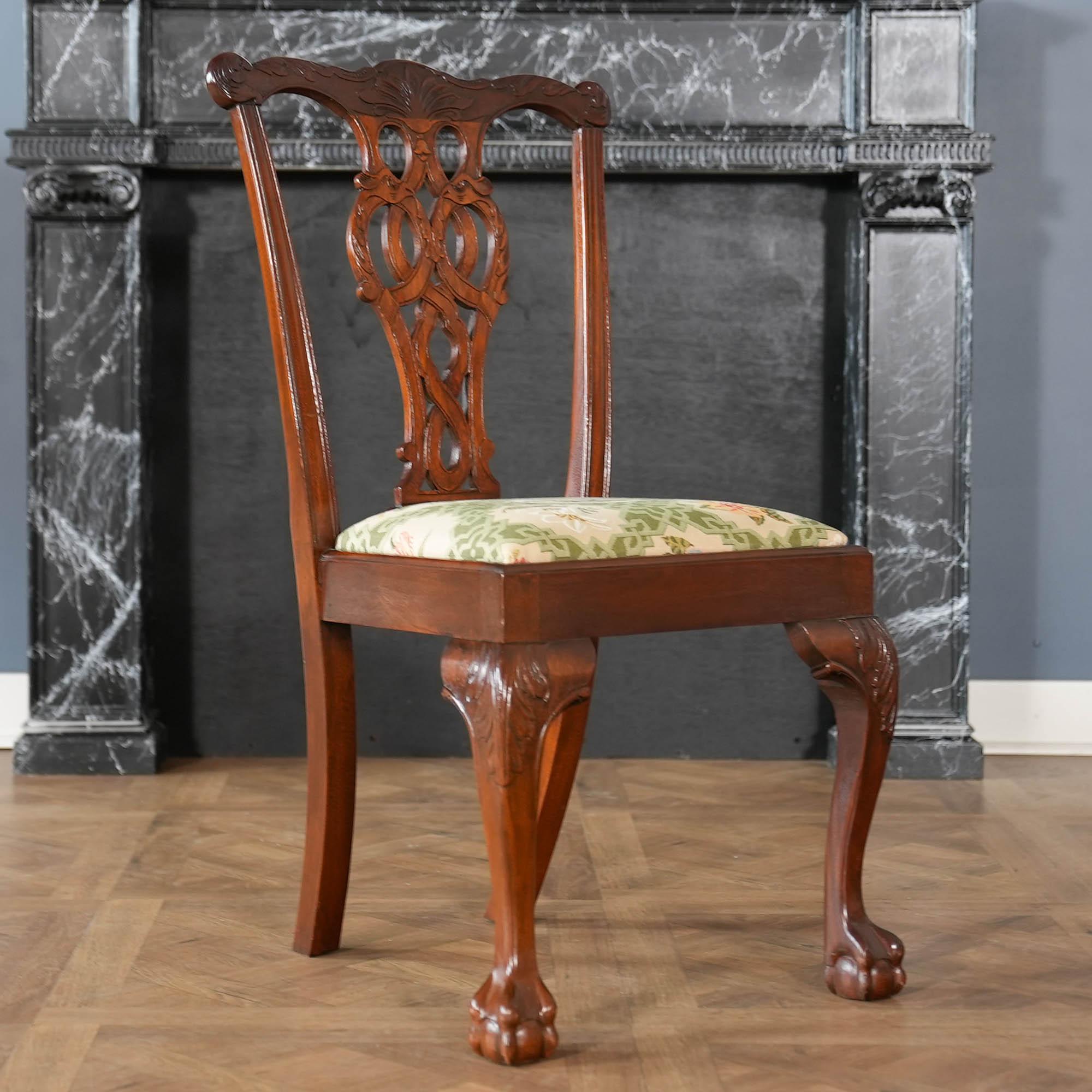 NVIN0541 Set of 10 Vintage Irish Chippendale Dining Chairs For Sale 4