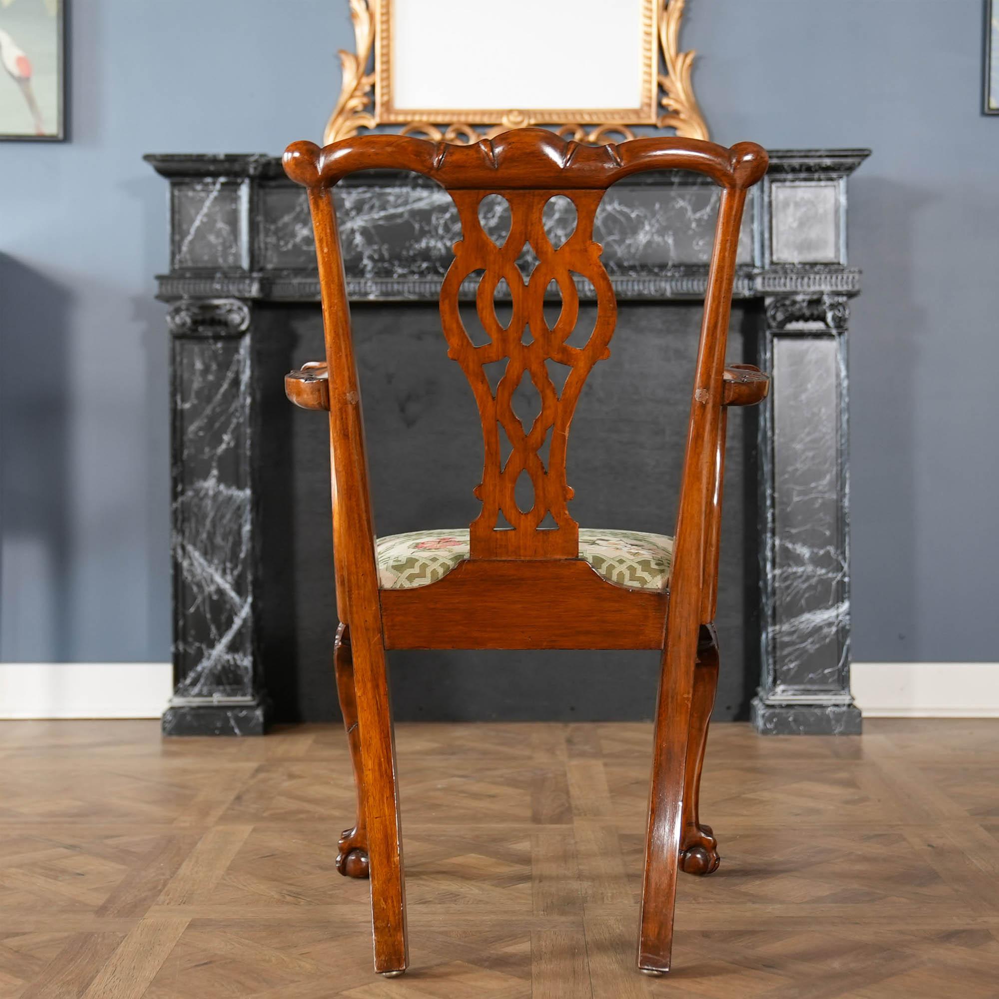 North American NVIN0541 Set of 10 Vintage Irish Chippendale Dining Chairs For Sale