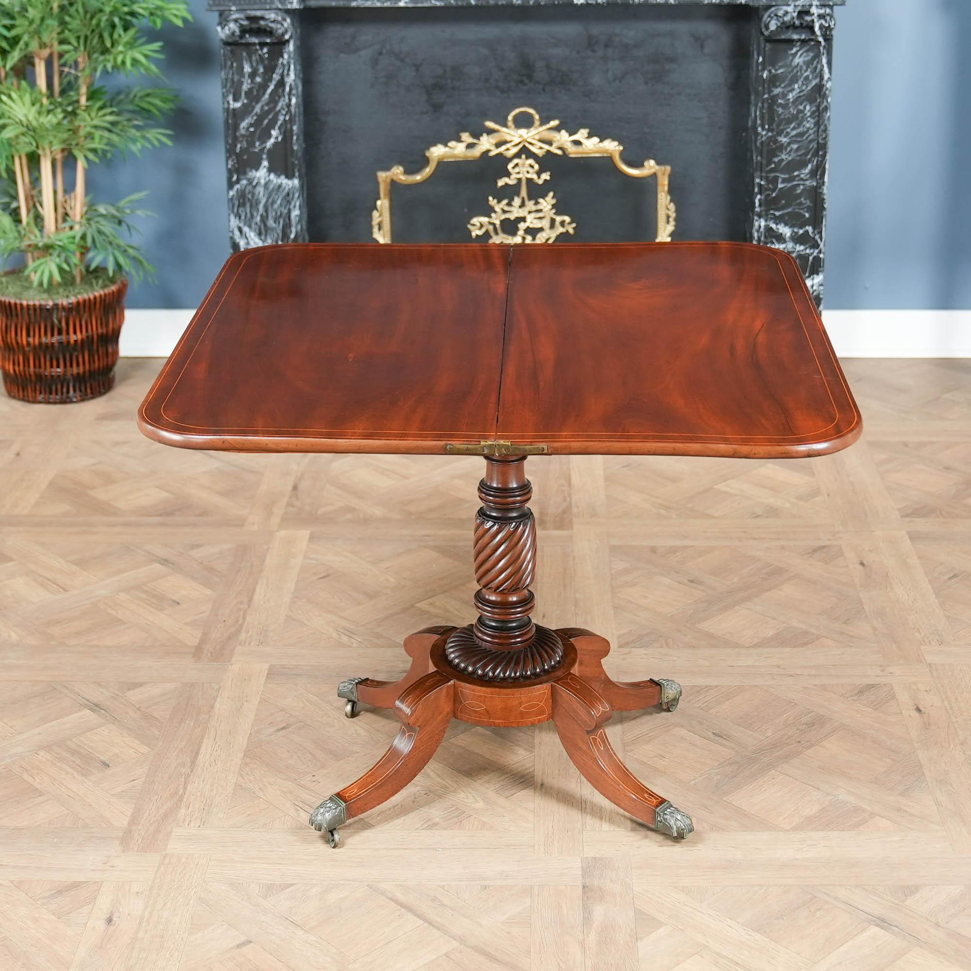NVIN0570 Mesa de juego antigua de caoba con bandas en venta 6