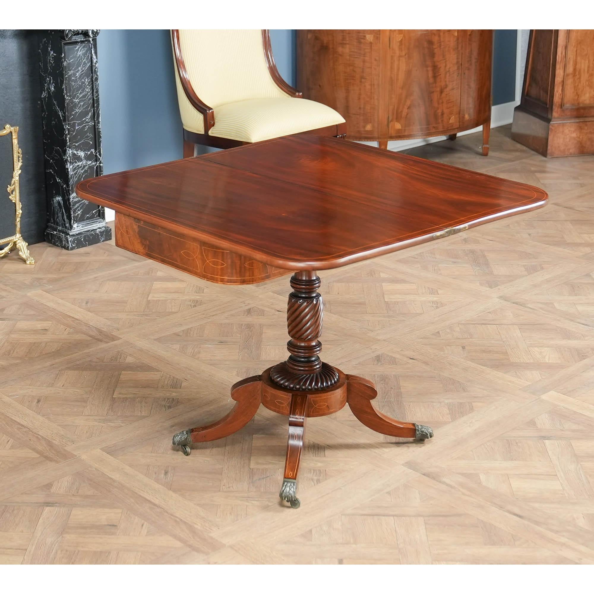 NVIN0570 Mesa de juego antigua de caoba con bandas en venta 7