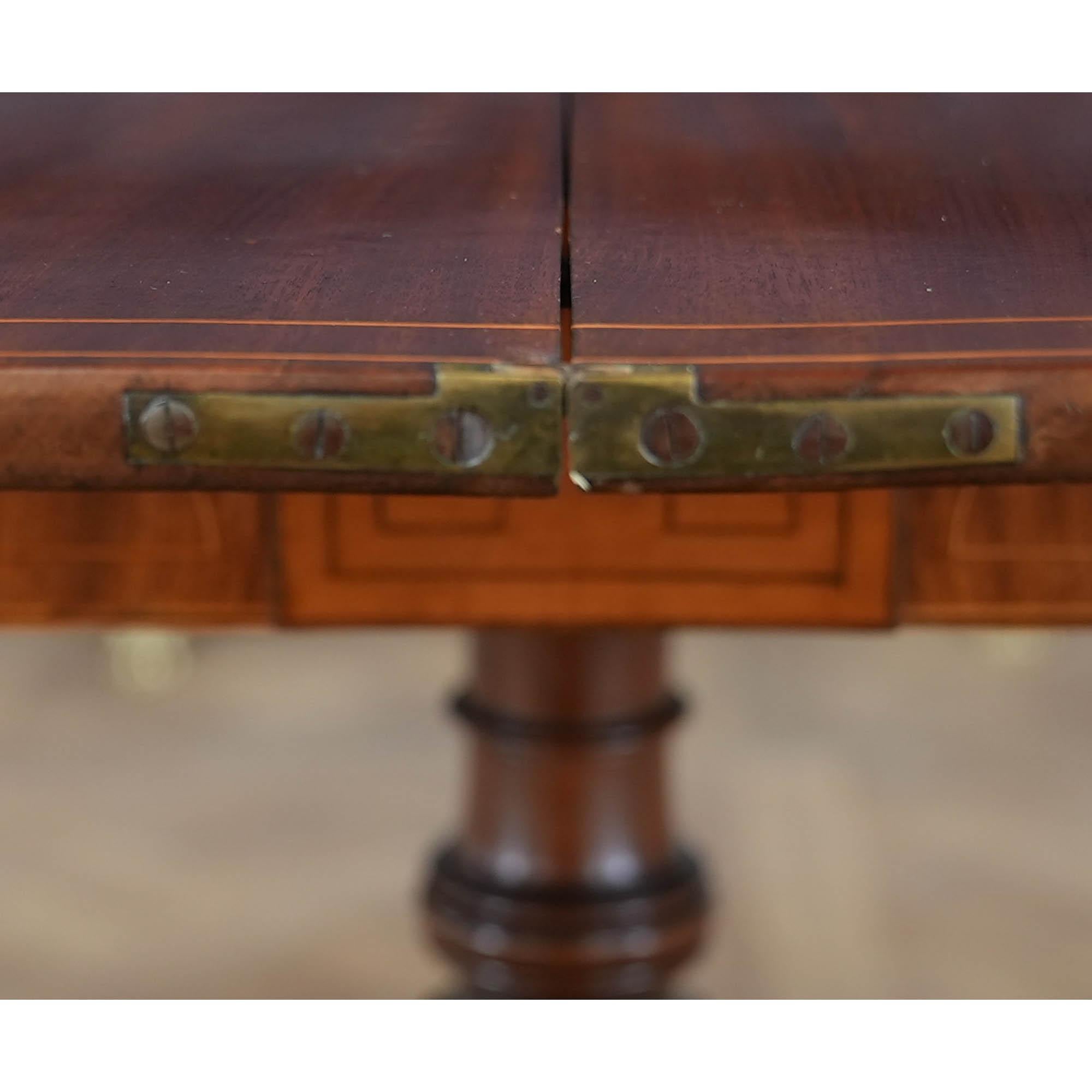 NVIN0570 Mesa de juego antigua de caoba con bandas en venta 8